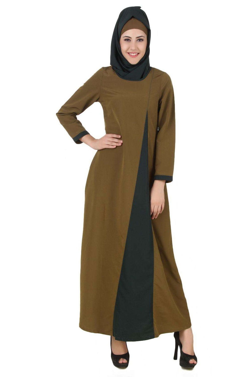 Jihan Olive & Dark Green Kashibo Abaya