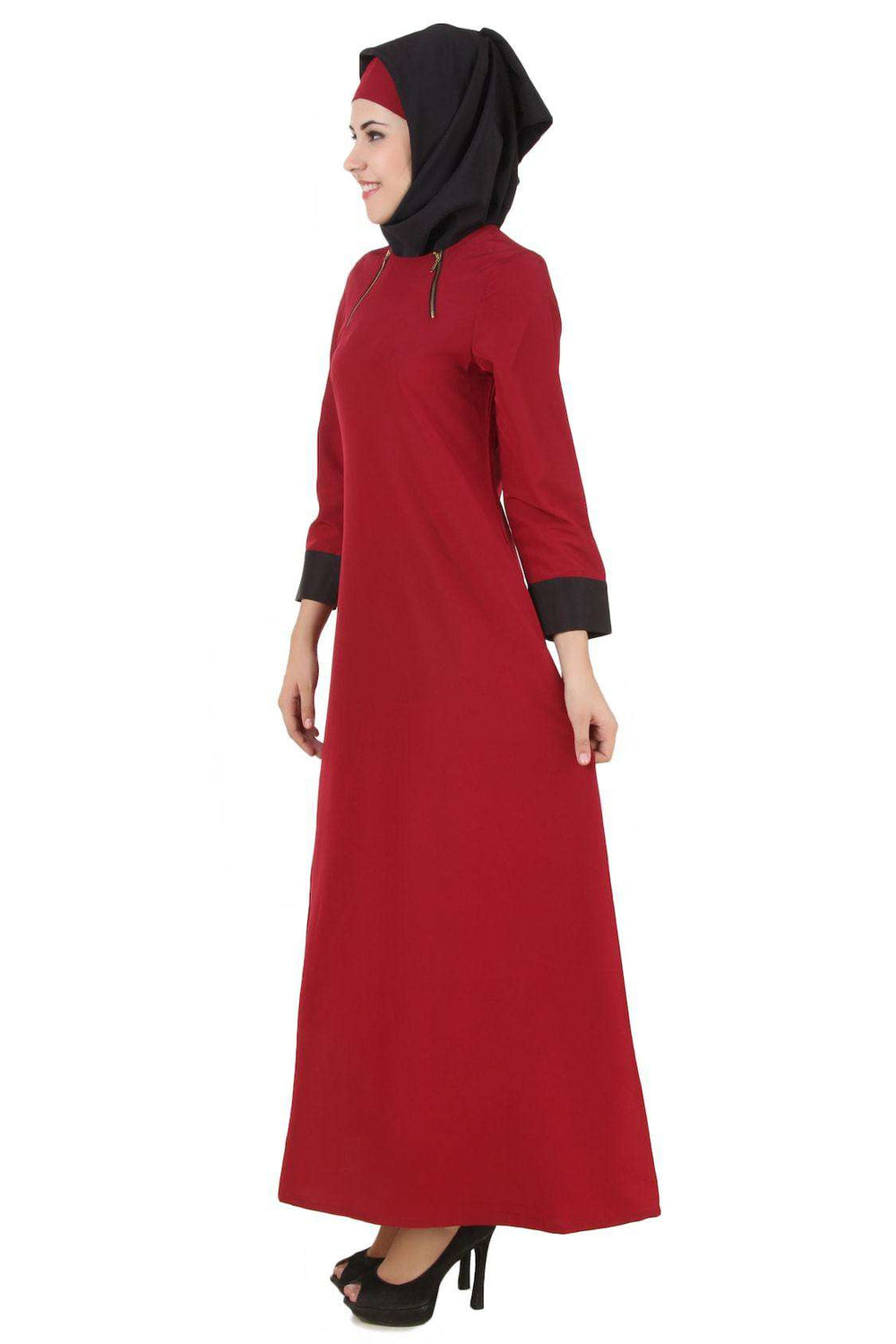 Nahleejah Maroon Kashibo Abaya Side