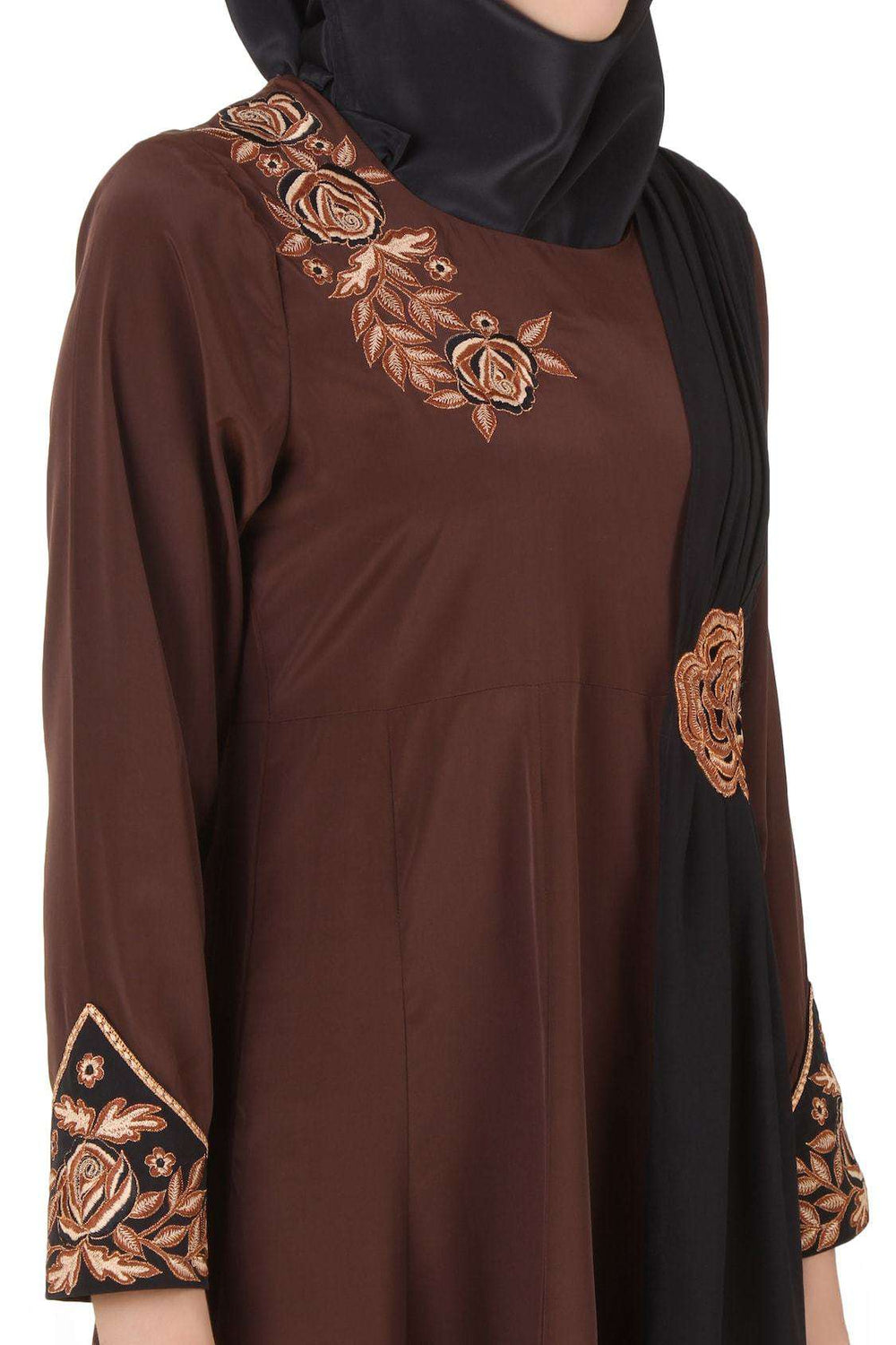 Laaibah Brown Crepe and Georgette Eid Abaya Design