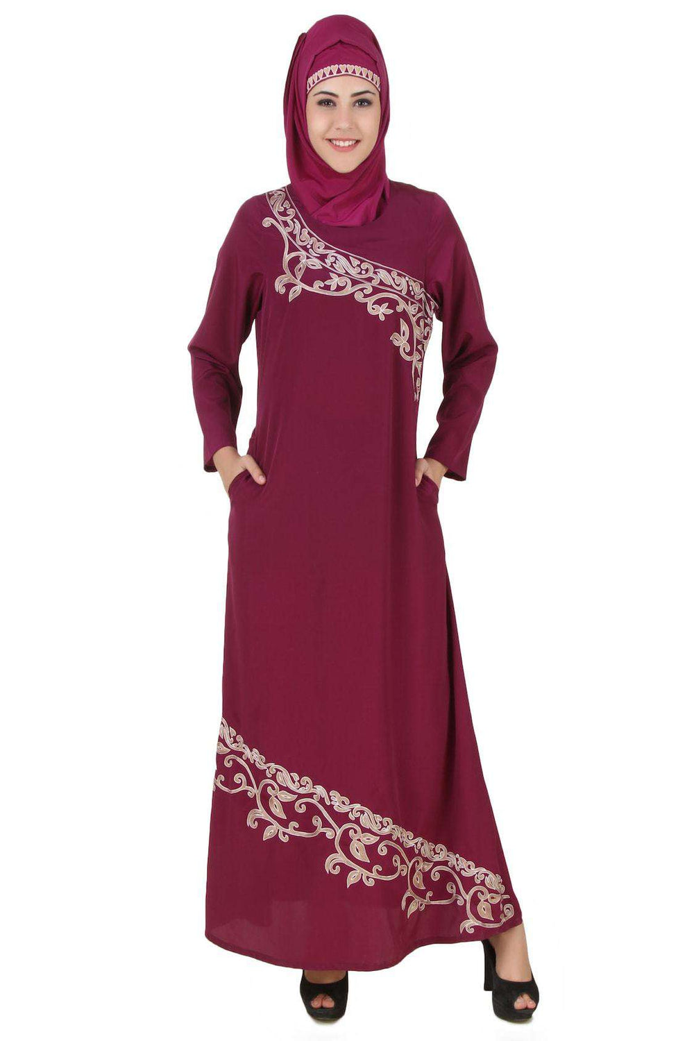 Nahida Magenta Crepe Abaya