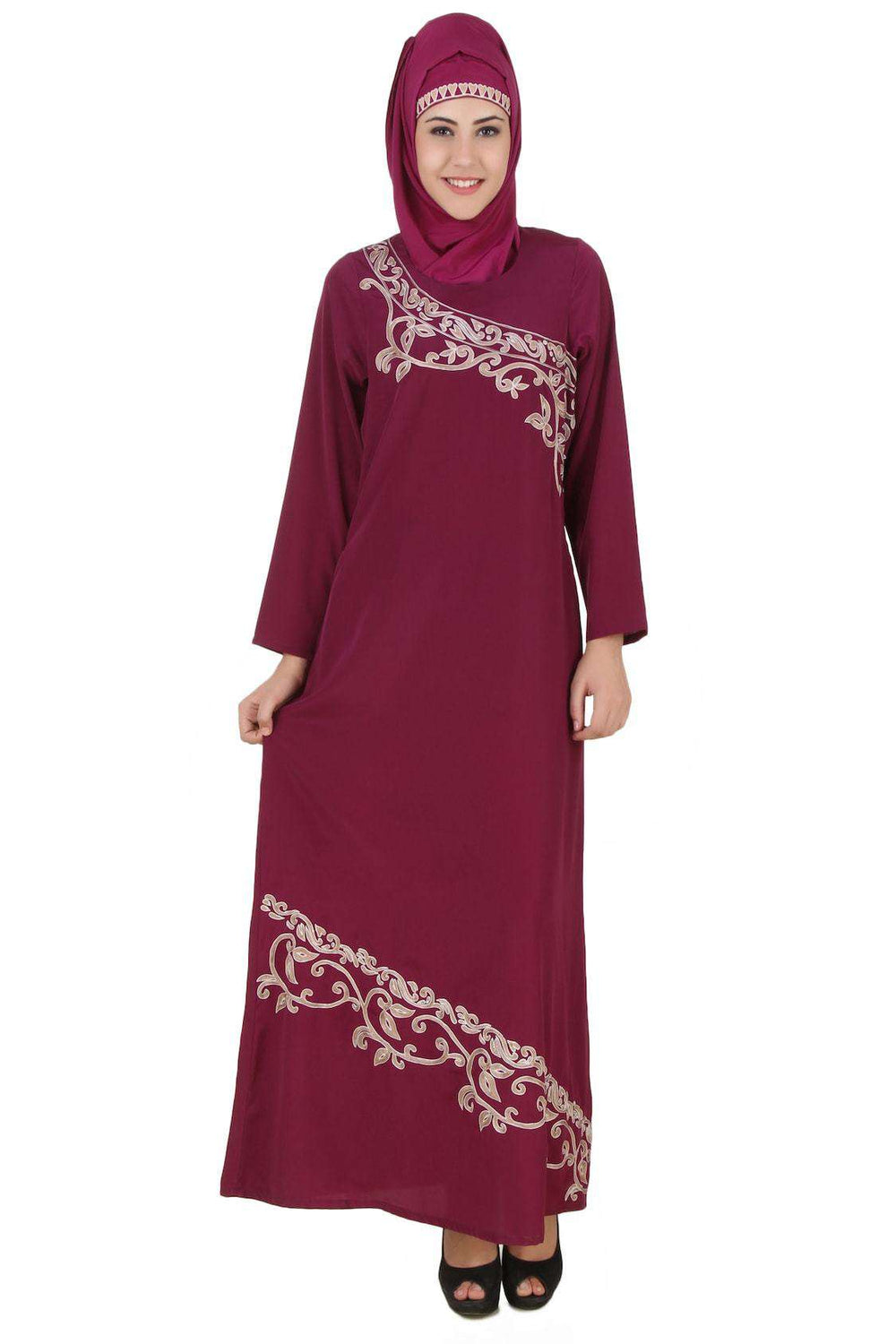 Nahida Magenta Crepe Abaya Front