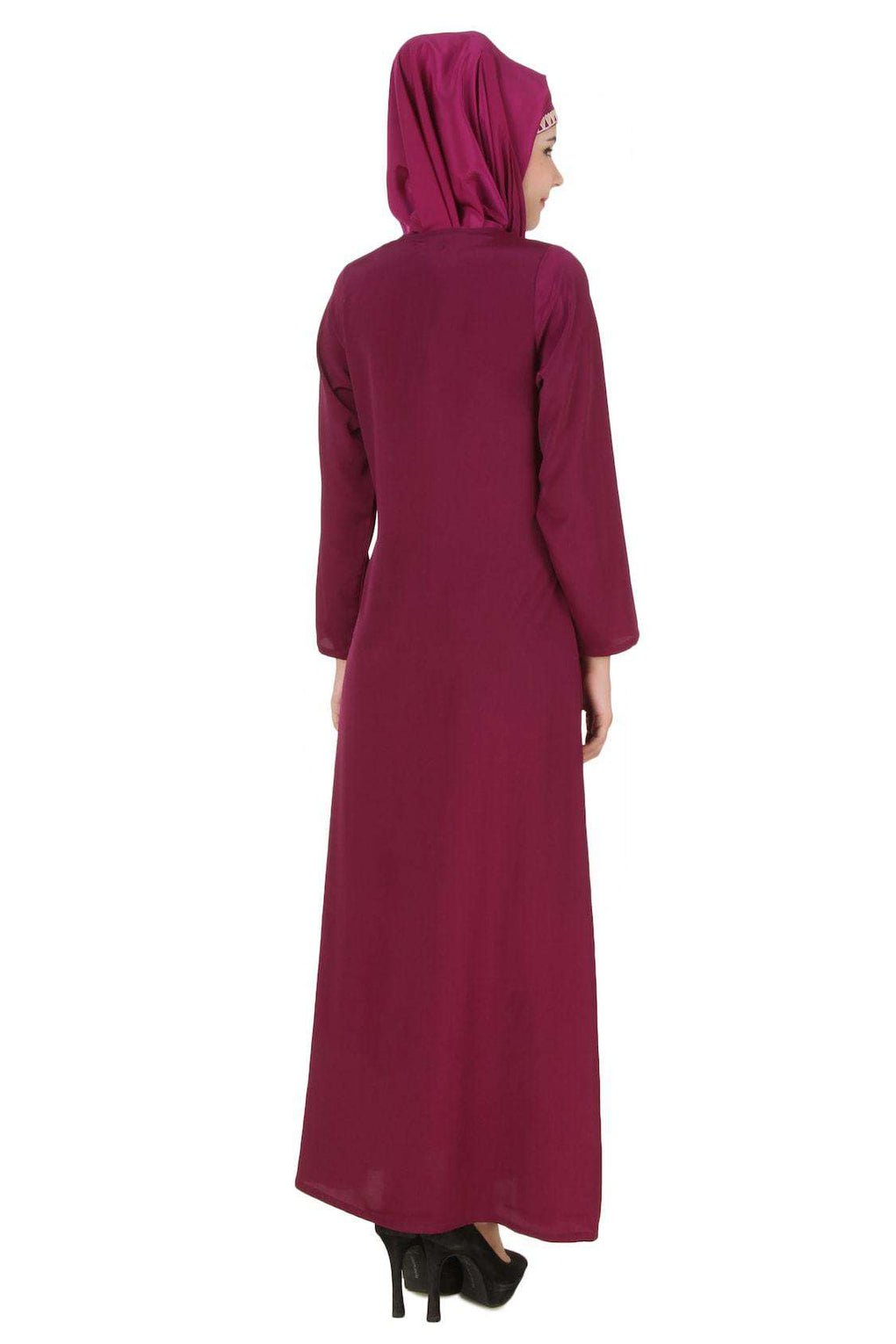 Nahida Magenta Crepe Abaya Back