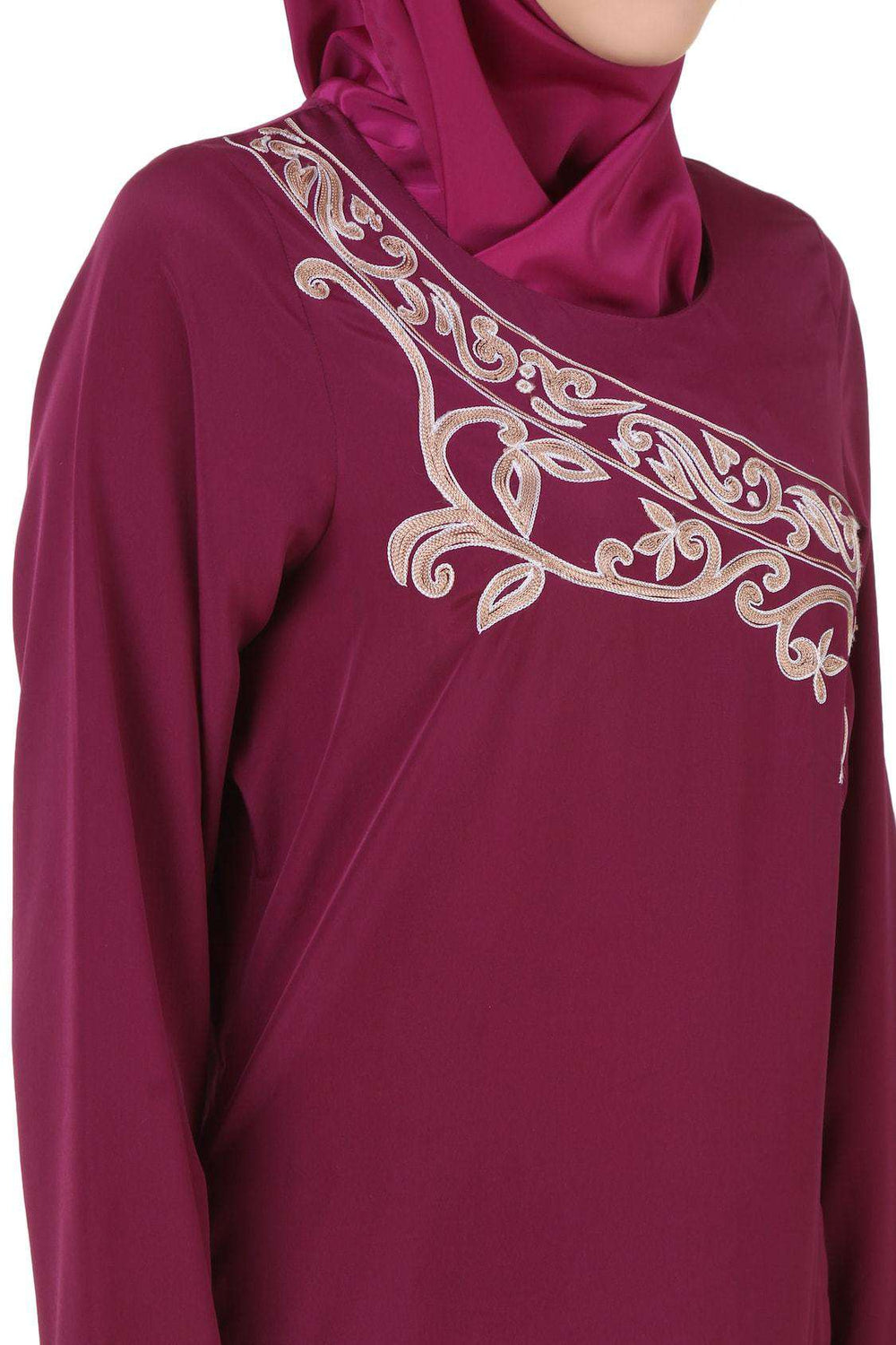 Nahida Magenta Crepe Abaya Front