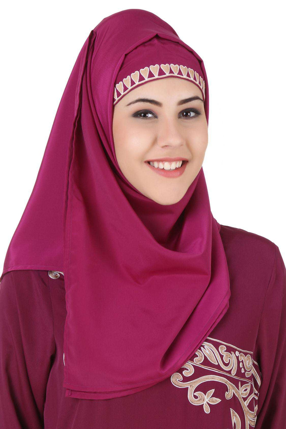 Nahida Magenta Crepe Abaya Hijab