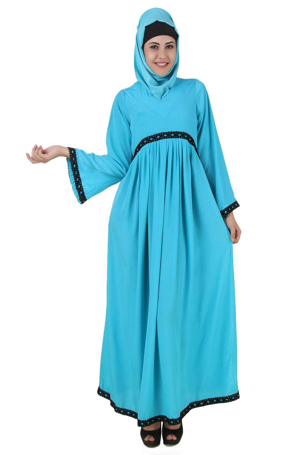Makalah Maternity Turquoise Crepe Abaya Front