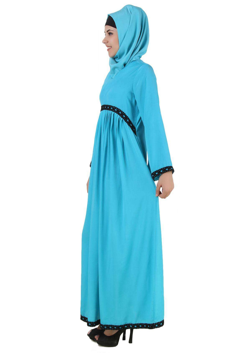 Makalah Maternity Turquoise Crepe Abaya Side