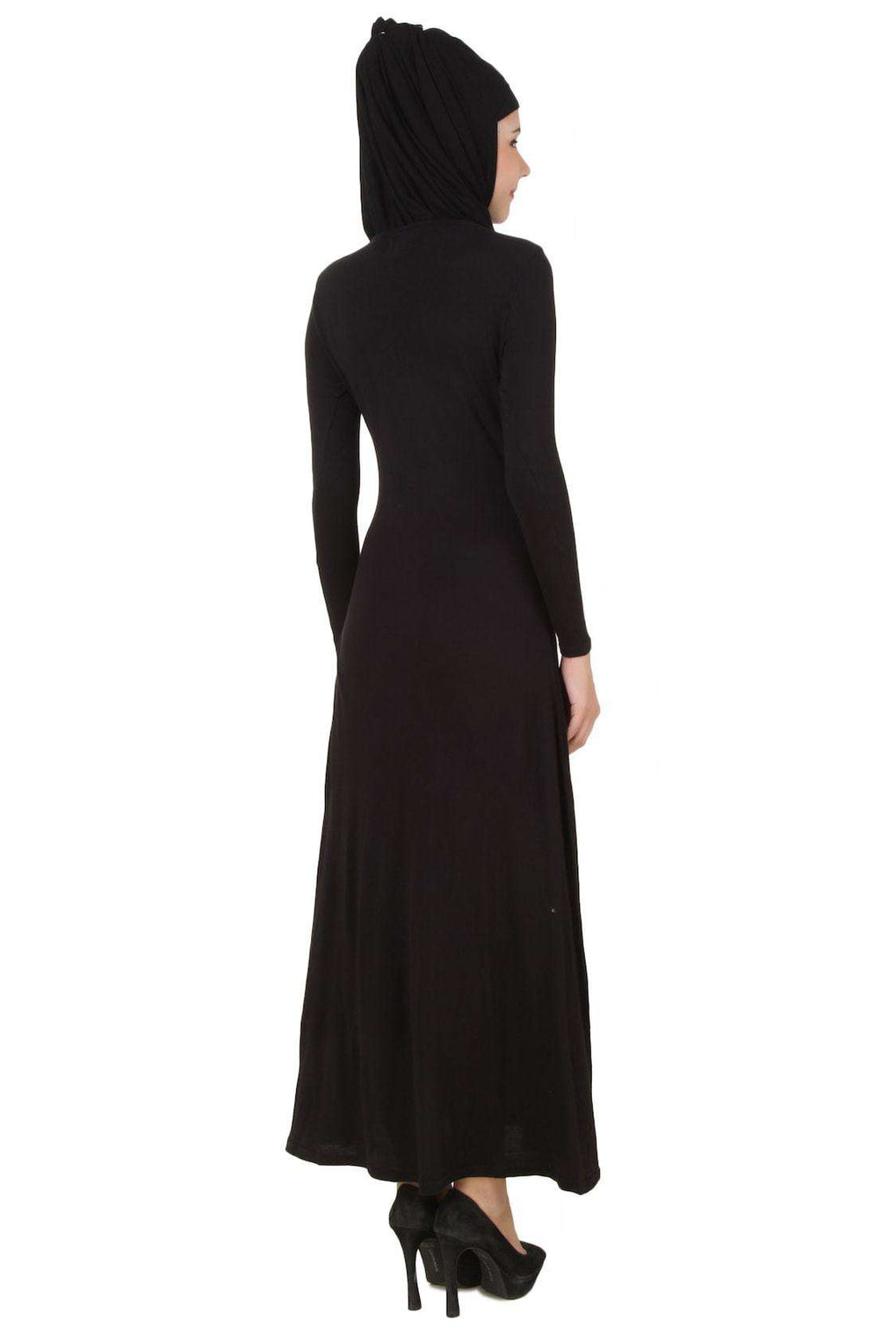 Asna Black Jersey Abaya Back