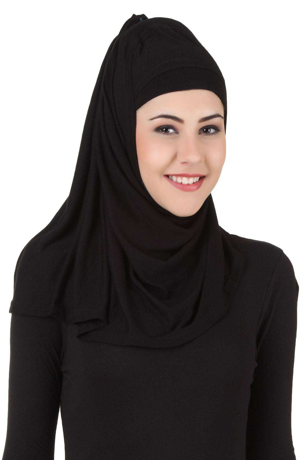 Asna Black Jersey Abaya Hijab