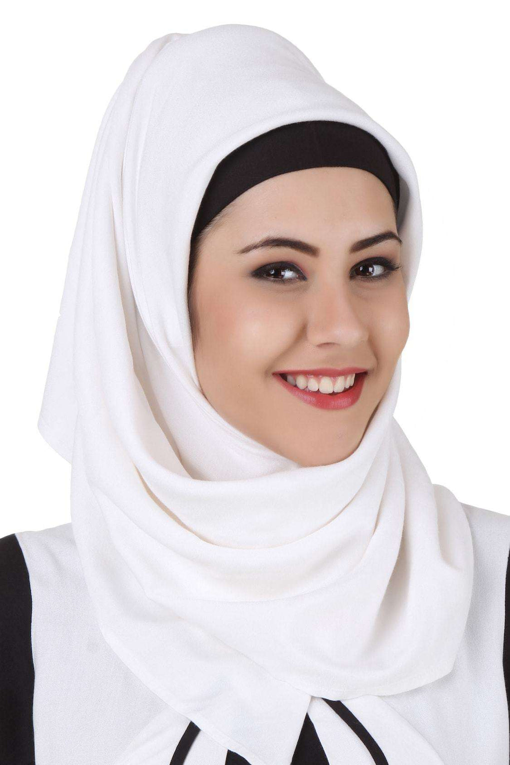 Musnah White and Black Rayon Abaya Hijab