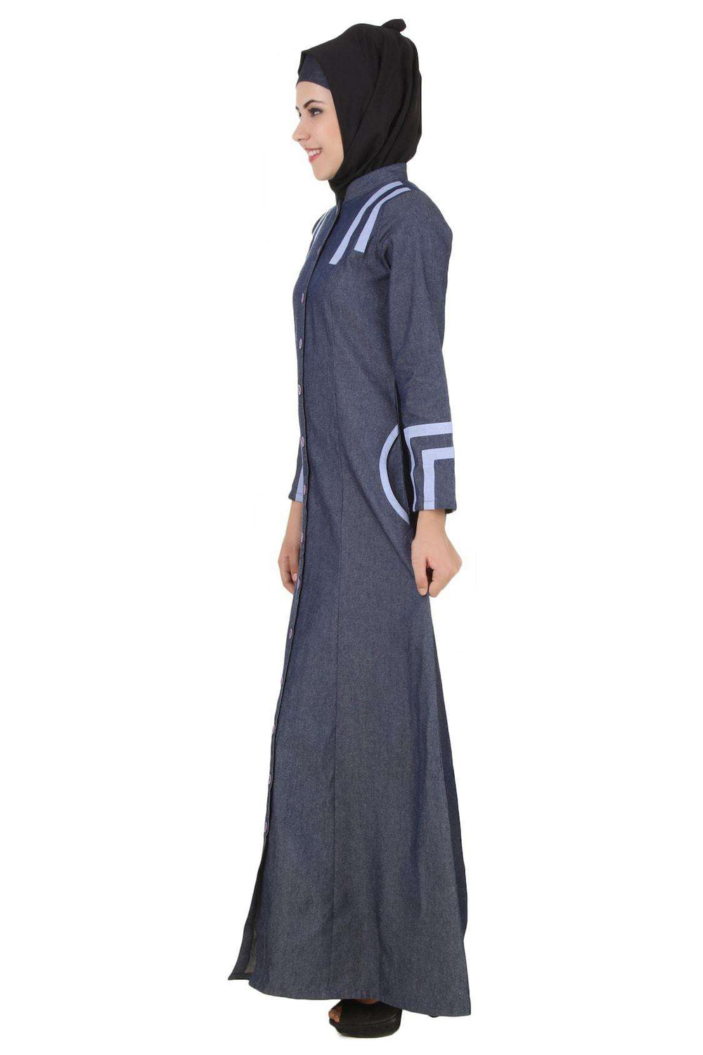 Widad Blue Cotton Denim Jilbab