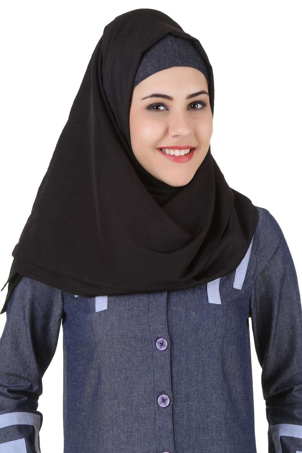 Widad Blue Cotton Denim Jilbab