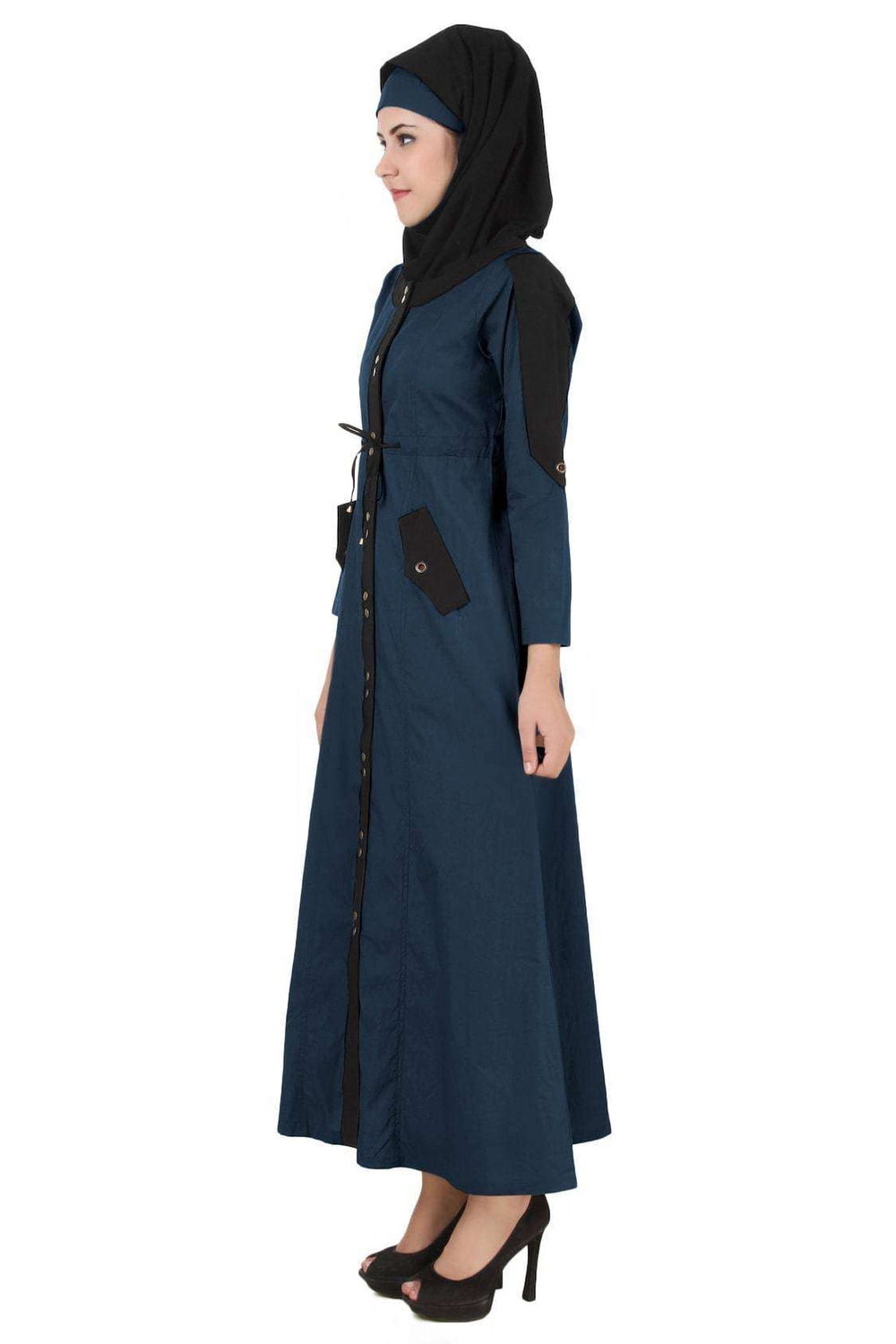 Husniya Navy Blue Cotton Jilbab Side