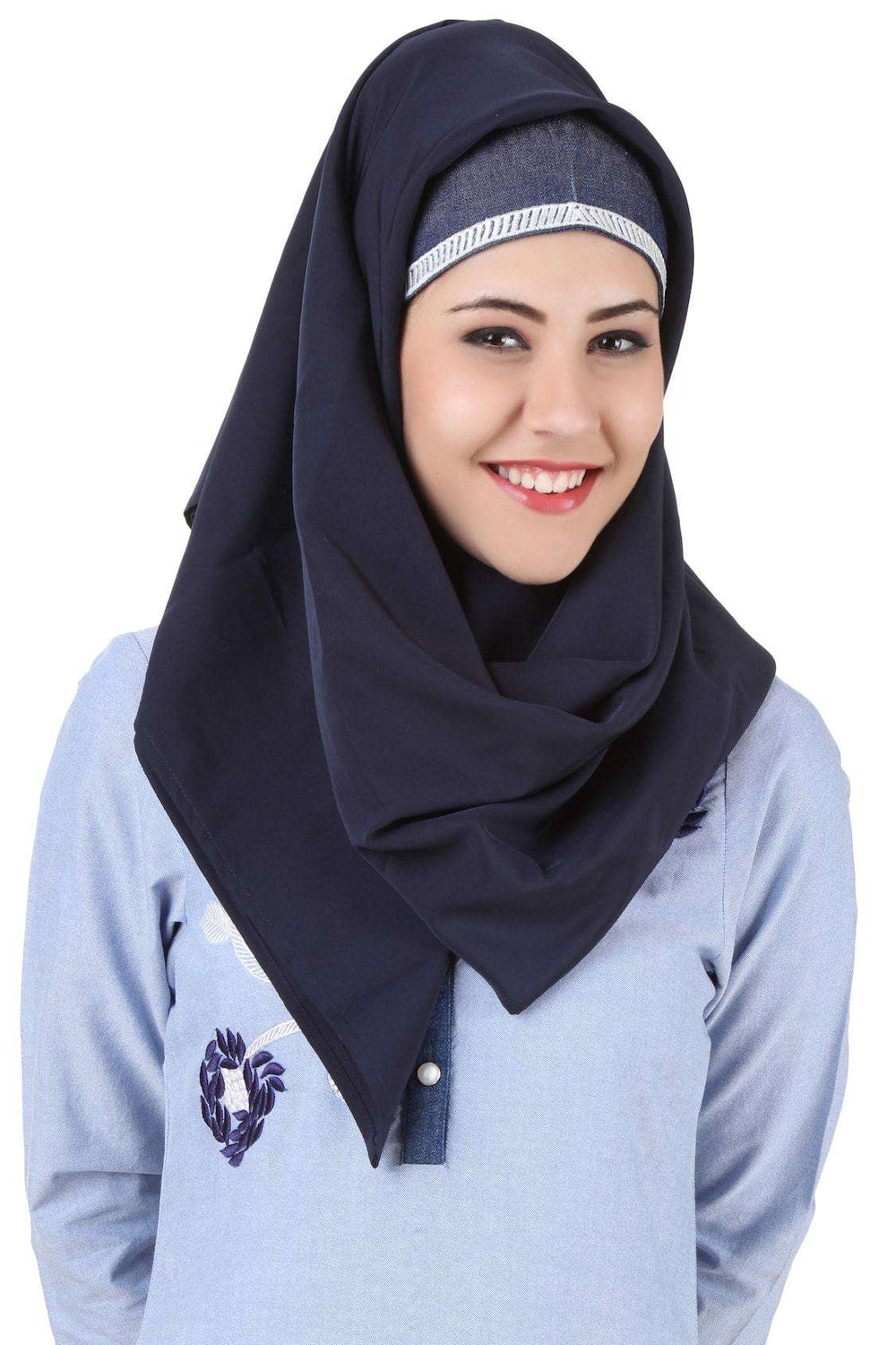 Mahek Ice Blue Chambray Cotton Abaya Hijab
