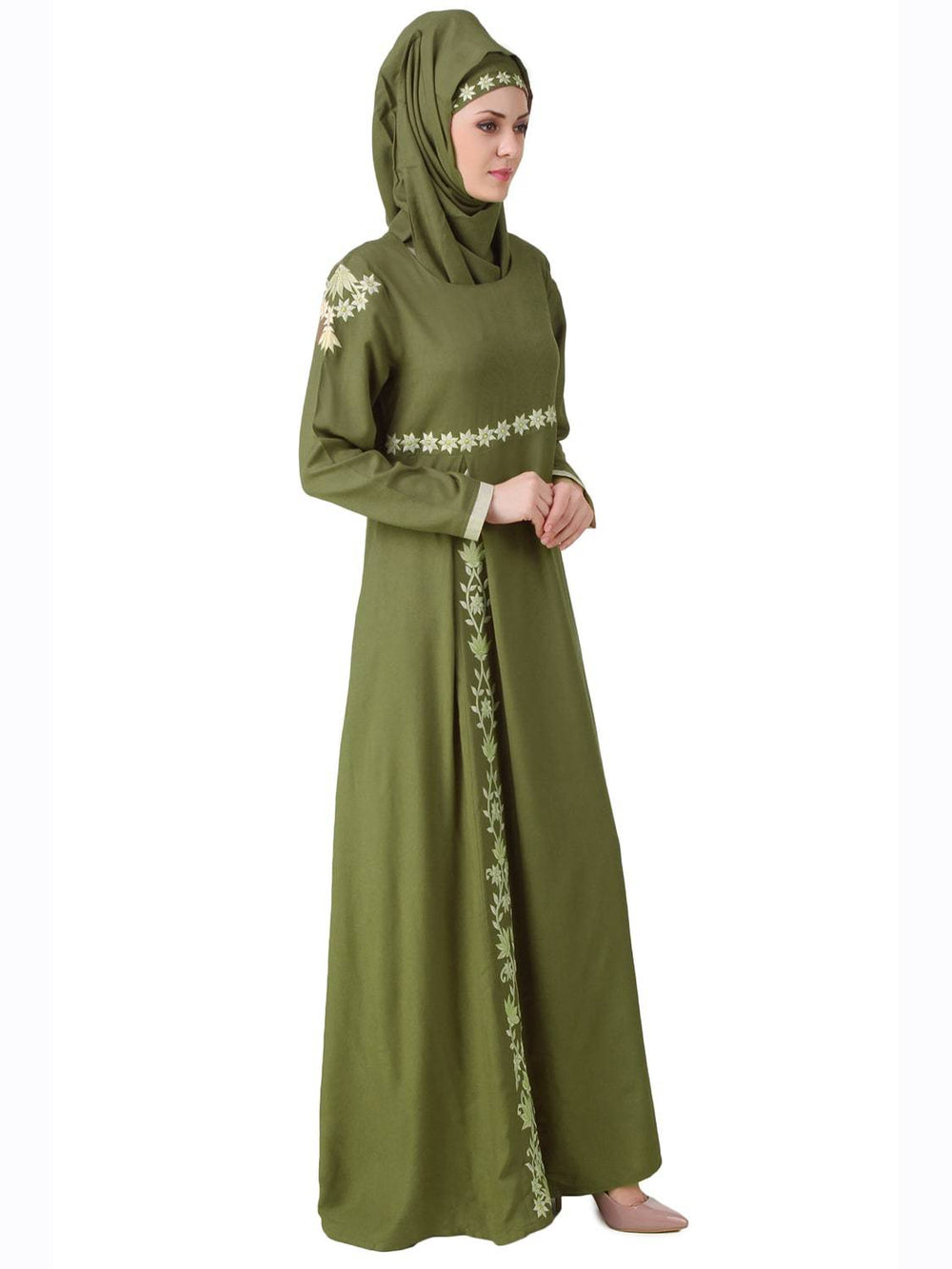 Afsa Green Rayon Abaya Side