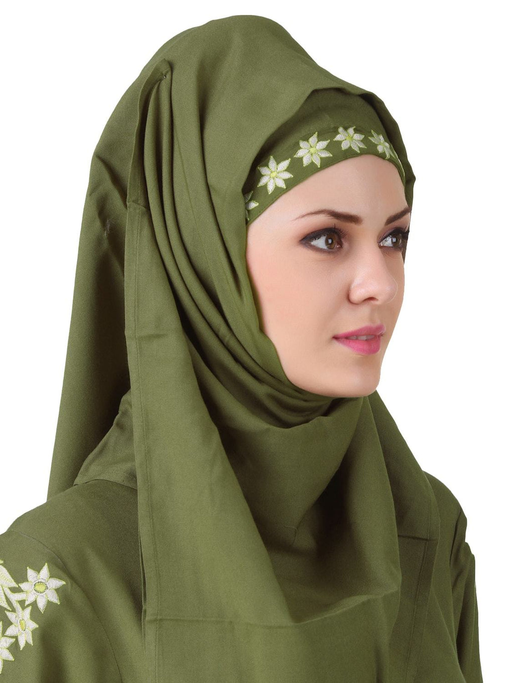 Afsa Green Rayon Abaya Hijab
