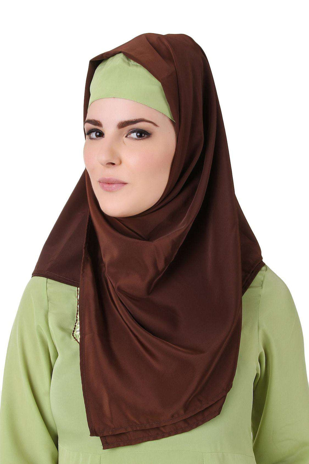 Ghusoon Parrot Green Crepe Short Abaya Hijab