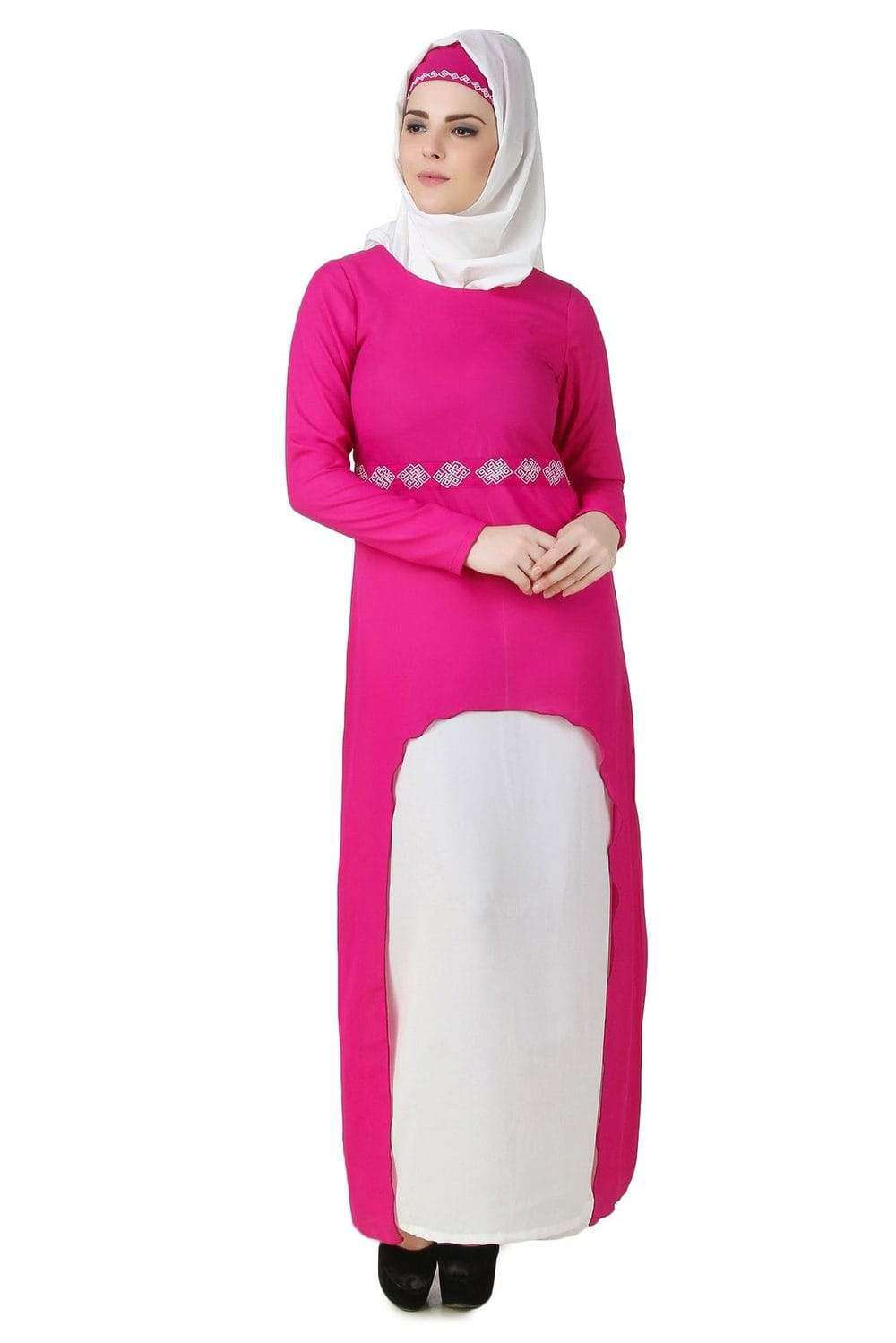 Meher Magenta & White Abaya