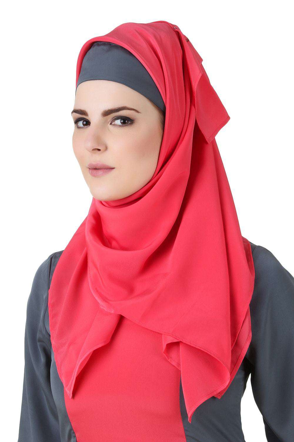 Najmah Sweet Pink & Grey Crepe Abaya Hijab