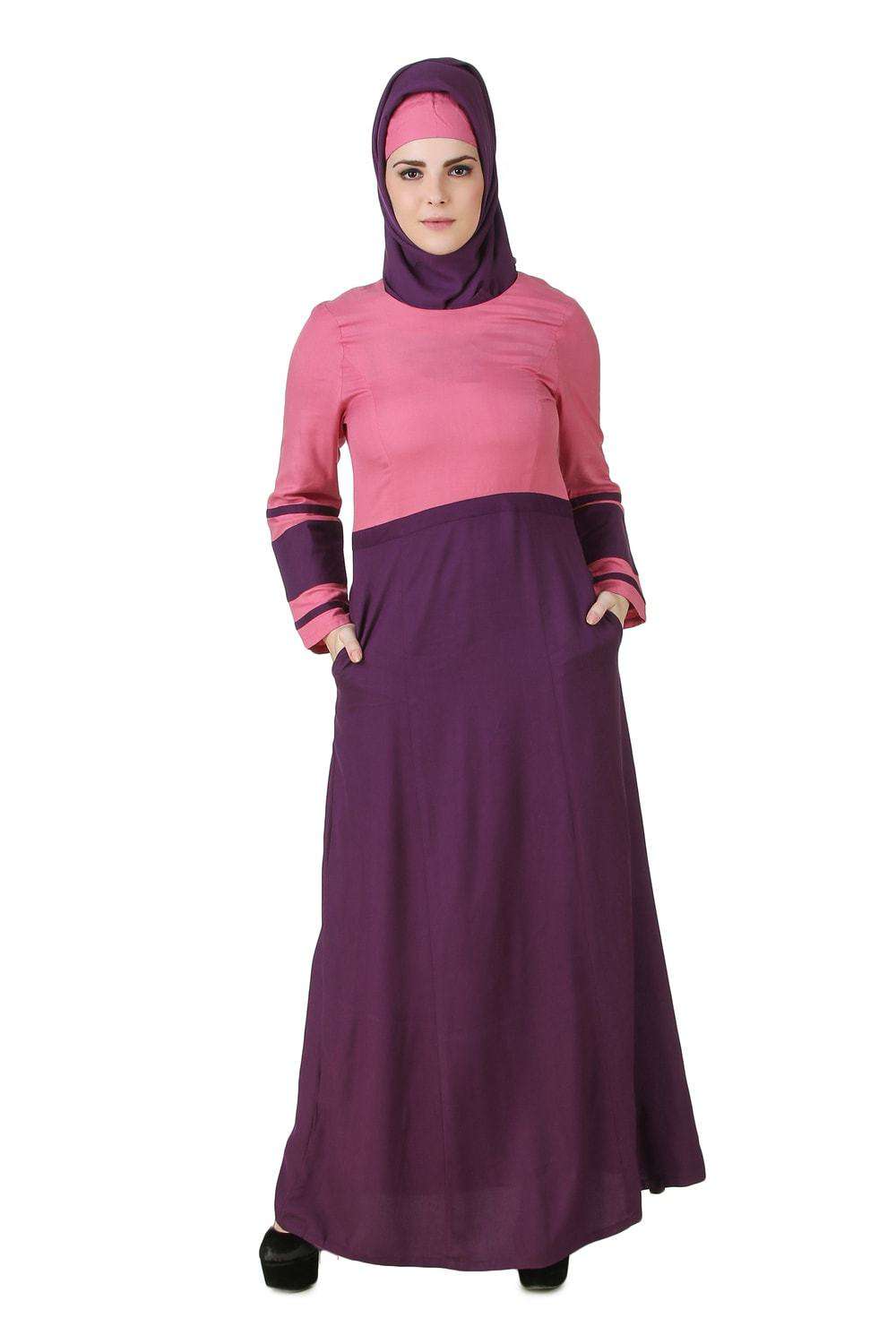 Noreen Pink & Purple Rayon Abaya