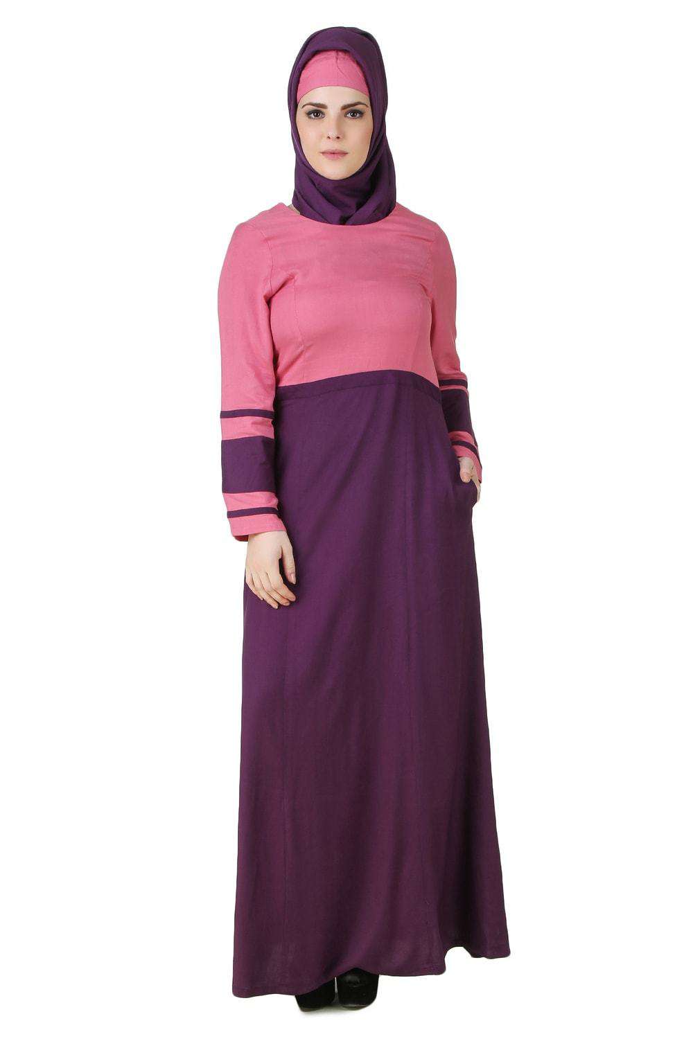Noreen Pink & Purple Rayon Abaya Front
