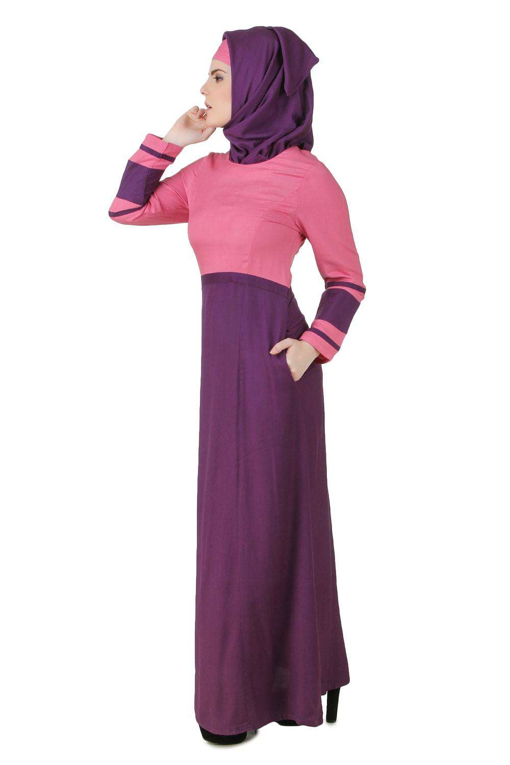 Noreen Pink & Purple Rayon Abaya Side