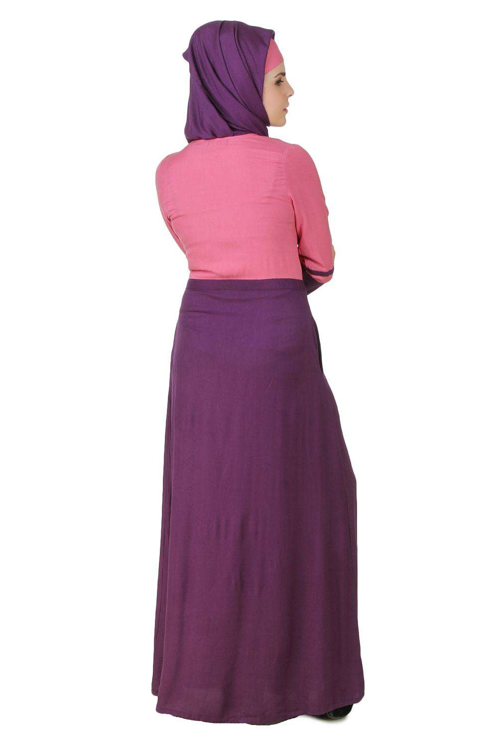 Noreen Pink & Purple Rayon Abaya Back