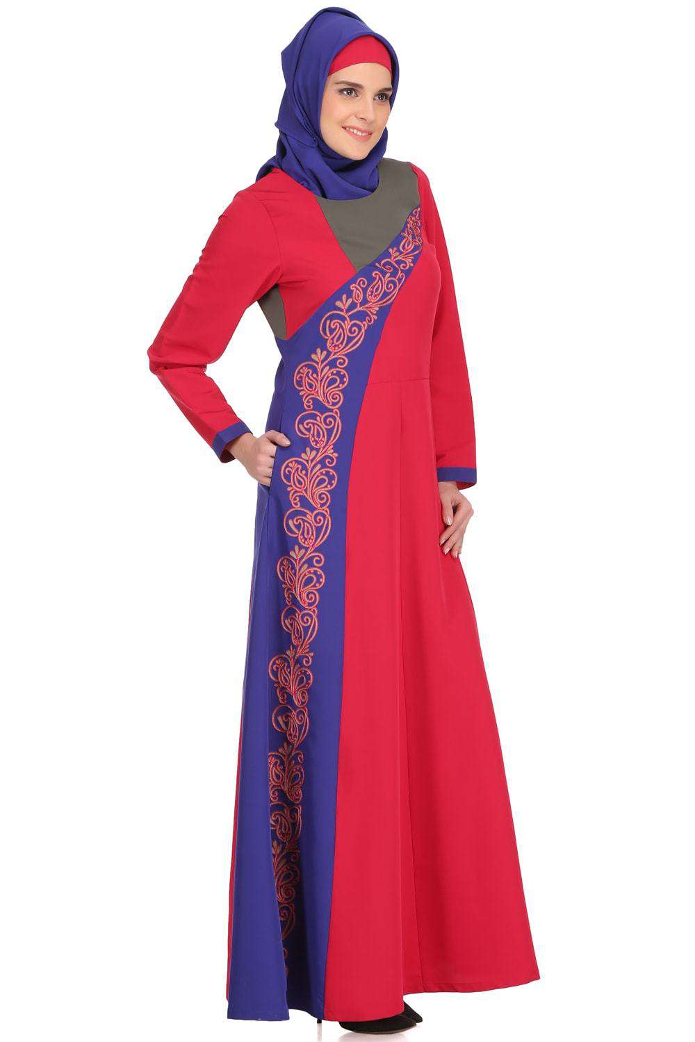 Lina Rose Pink & Royal Blue Kashibo Abaya