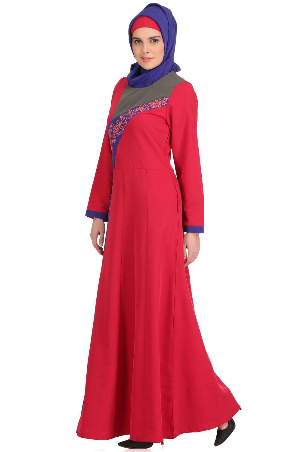 Lina Rose Pink & Royal Blue Kashibo Abaya Side