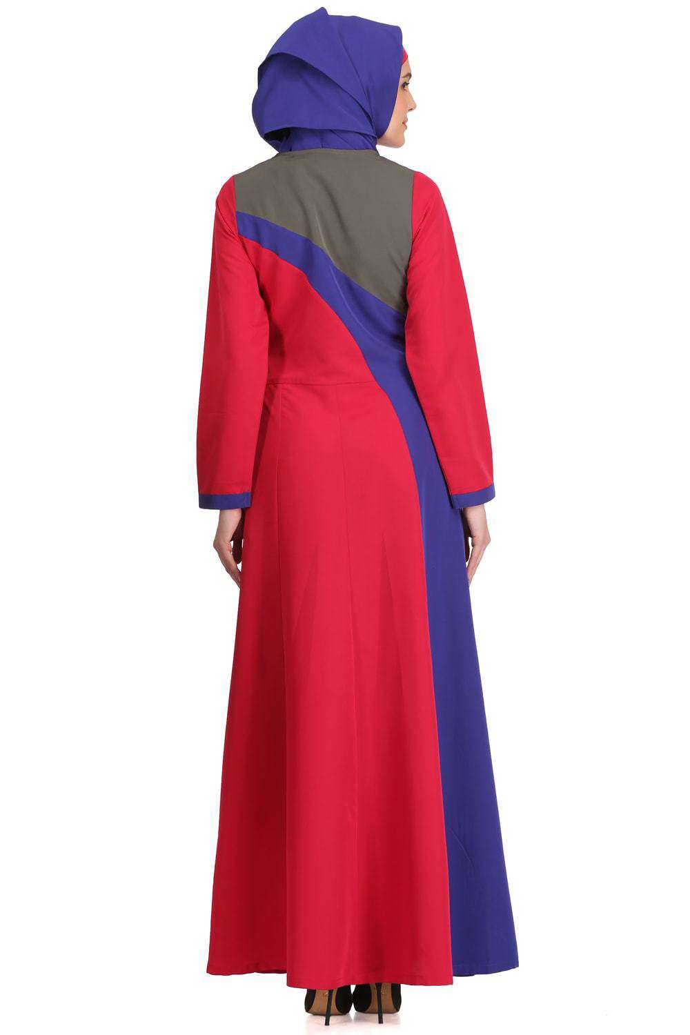 Lina Rose Pink & Royal Blue Kashibo Abaya Back