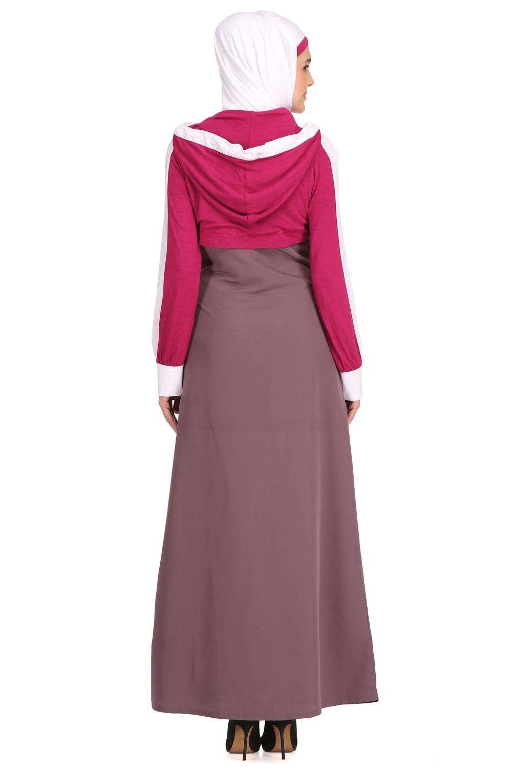 Subhiyah Purple Kashibo & Magenta Rayon Jersey Abaya