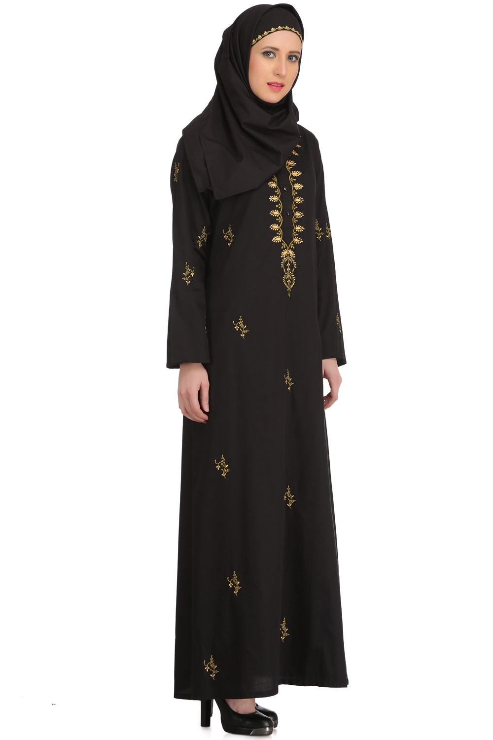 Ablah Black Cotton Abaya Design