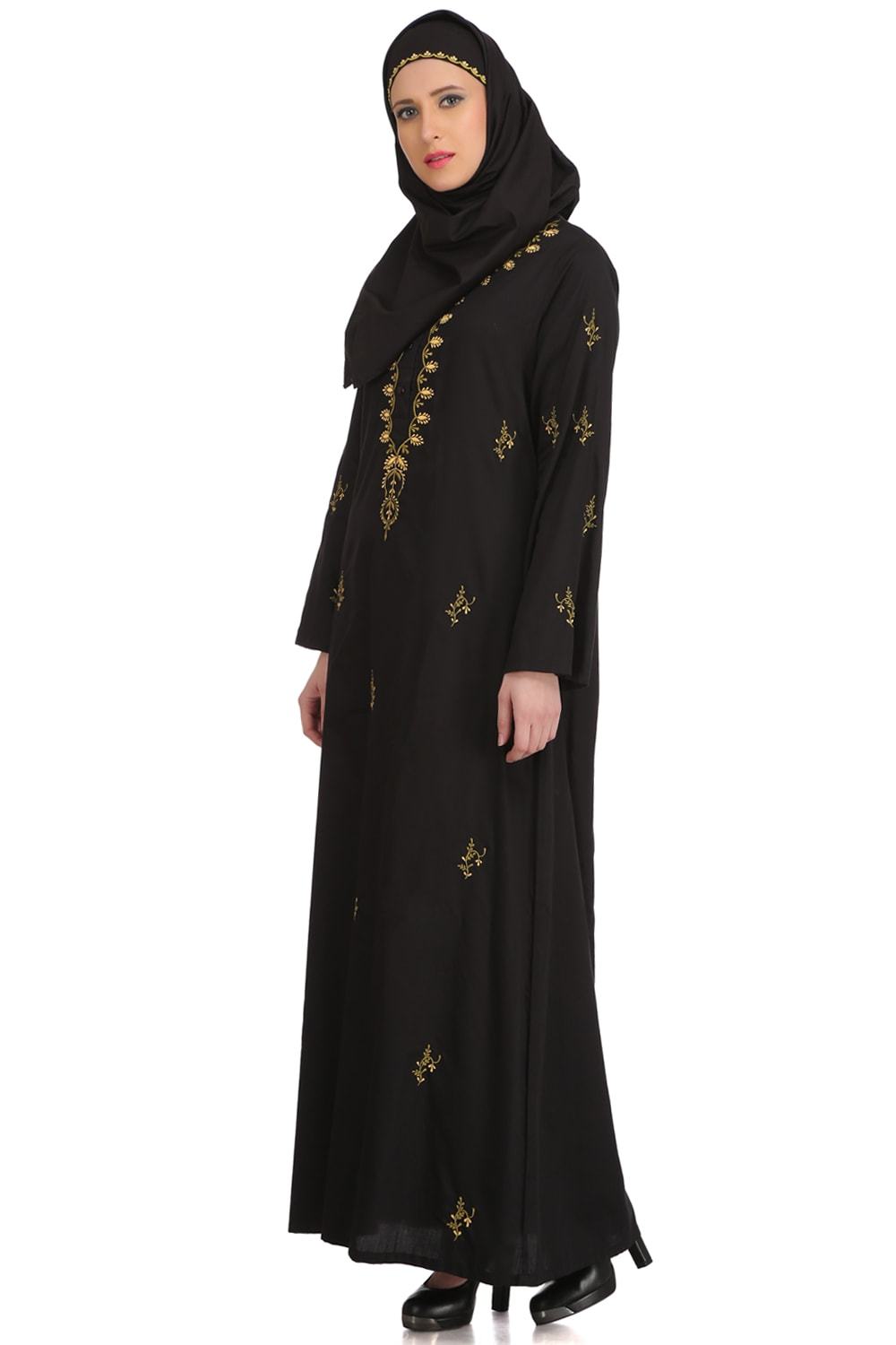 Ablah Black Cotton Abaya Side