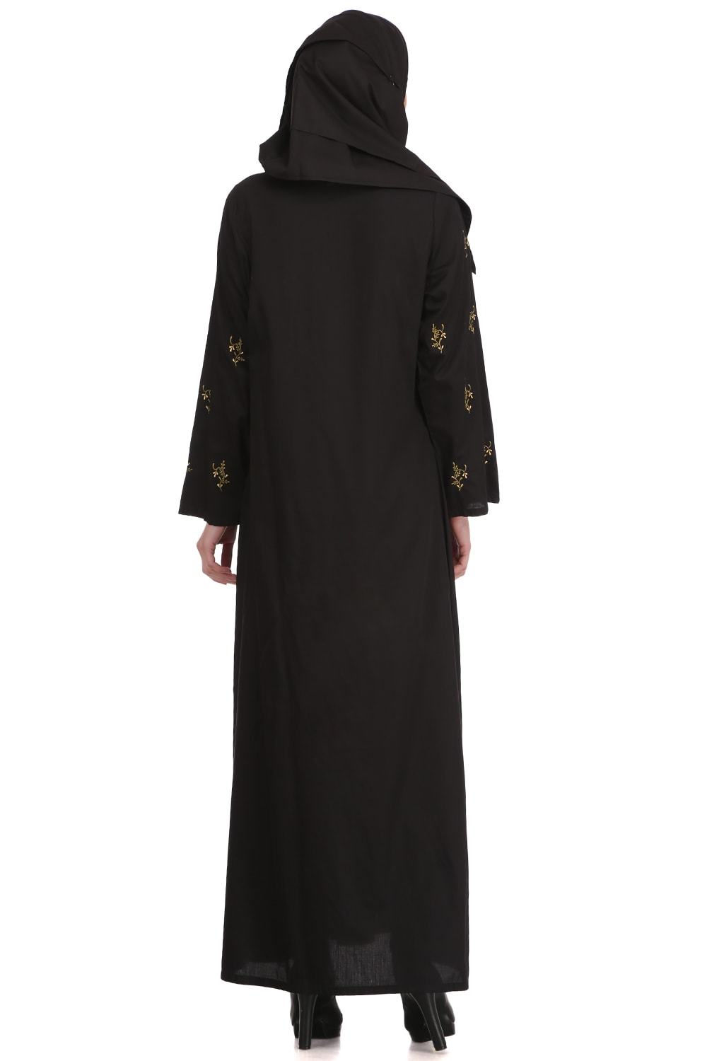 Ablah Black Cotton Abaya Back