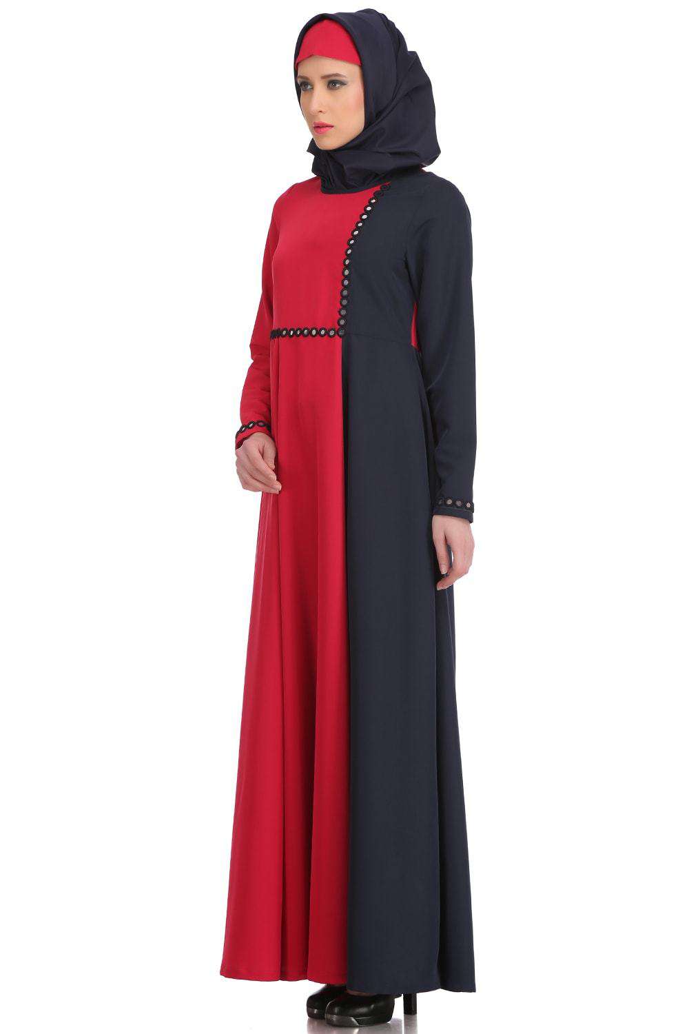 Maizah Rose Pink & Navy Blue Kashibo Abaya