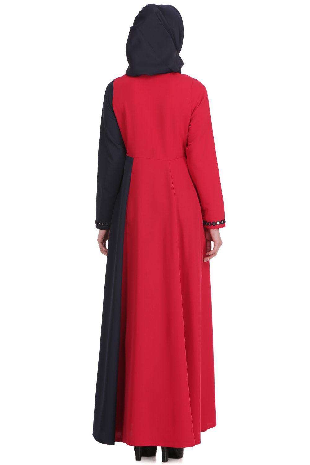 Maizah Rose Pink & Navy Blue Kashibo Abaya Back