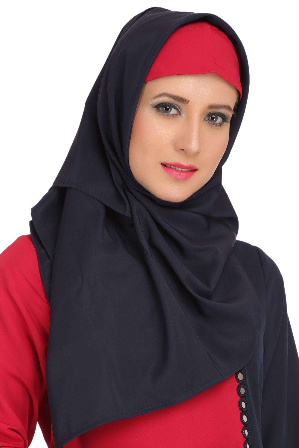 Maizah Rose Pink & Navy Blue Kashibo Abaya Hijab