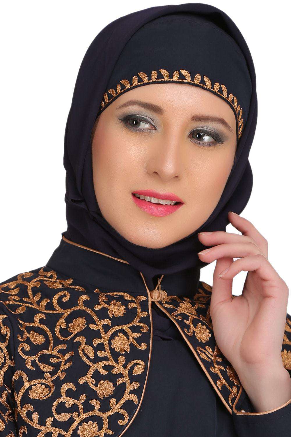 Daneen Navy Blue Kashibo Abaya Hijab