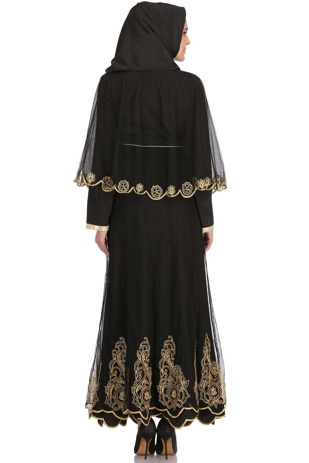 Nazuk Black Nida & Net Abaya Back