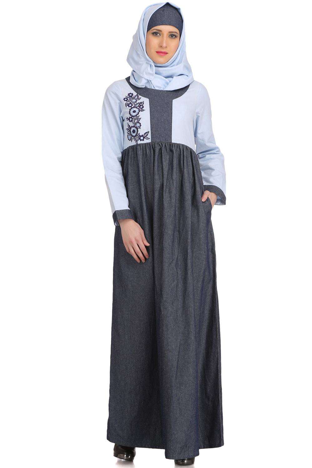 Shadiyah Blue Denim & Chambray Abaya