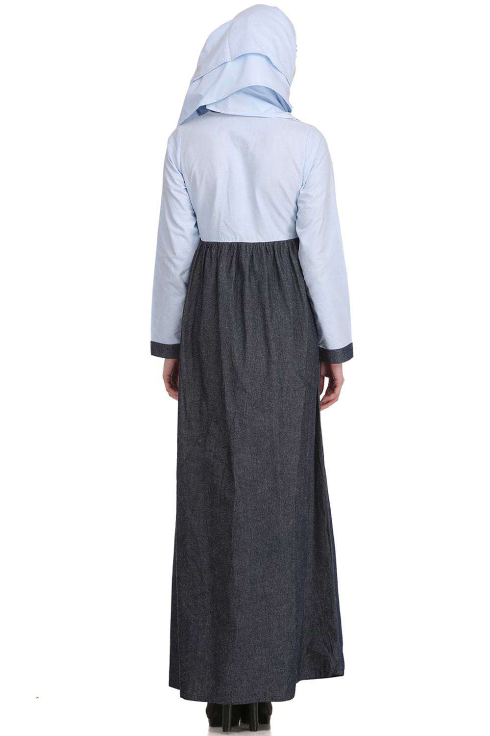 Shadiyah Blue Denim & Chambray Abaya