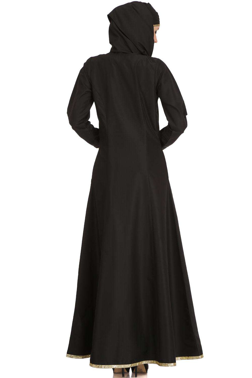 Maysun Black Front Open Abaya Back