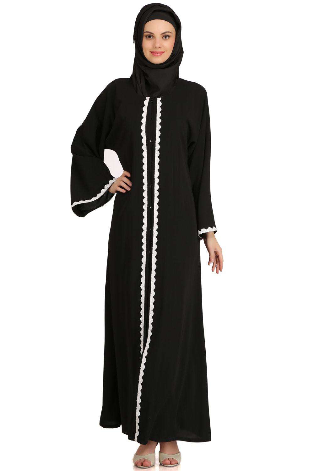 Fatihah Black Nida Front Open Dubai Abaya Front