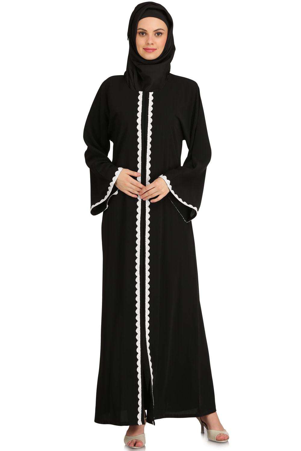 Fatihah Black Nida Front Open Dubai Abaya