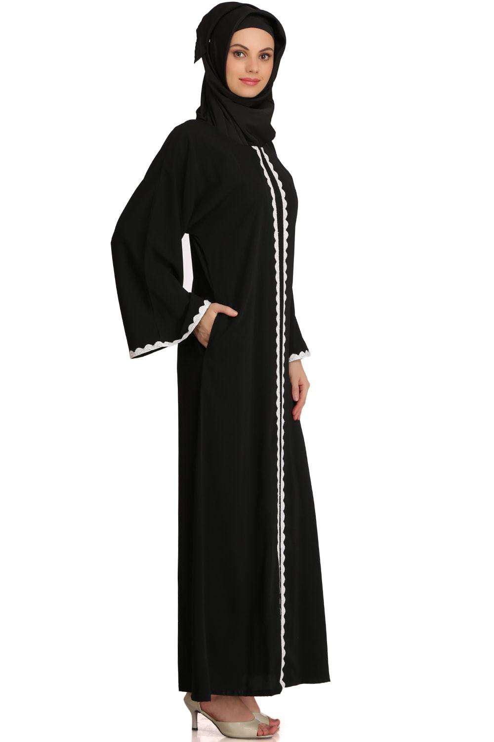 Fatihah Black Nida Front Open Dubai Abaya Side