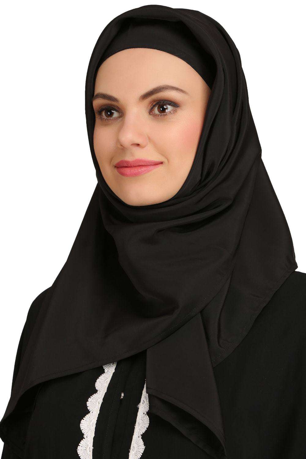 Fatihah Black Nida Front Open Dubai Abaya Hijab
