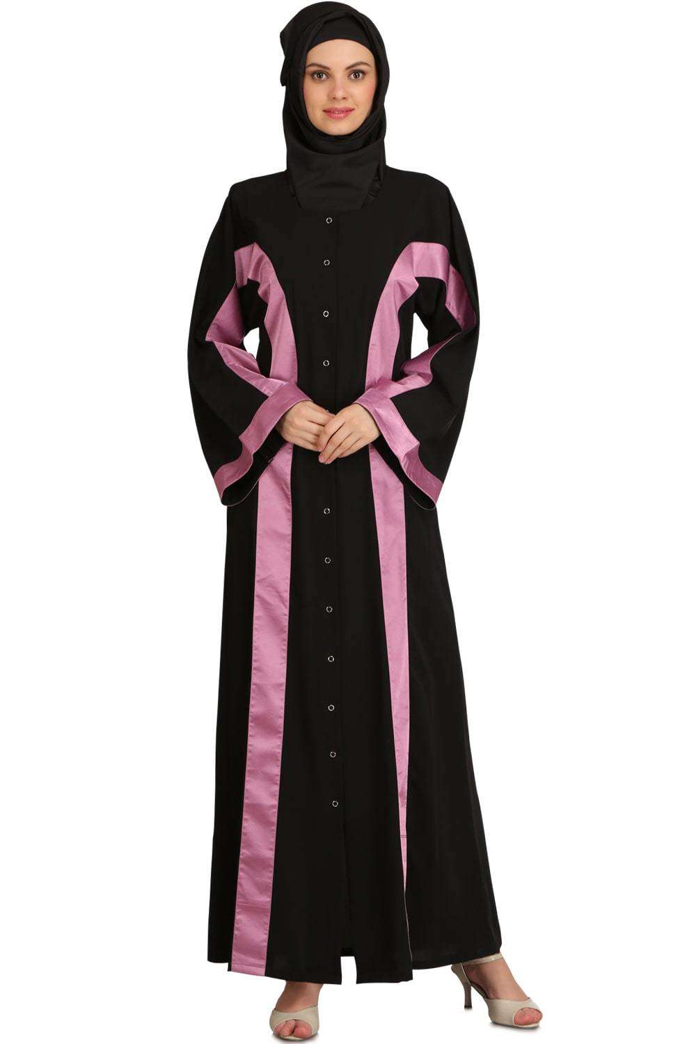 Lazim Black Nida Front Open Dubai Abaya