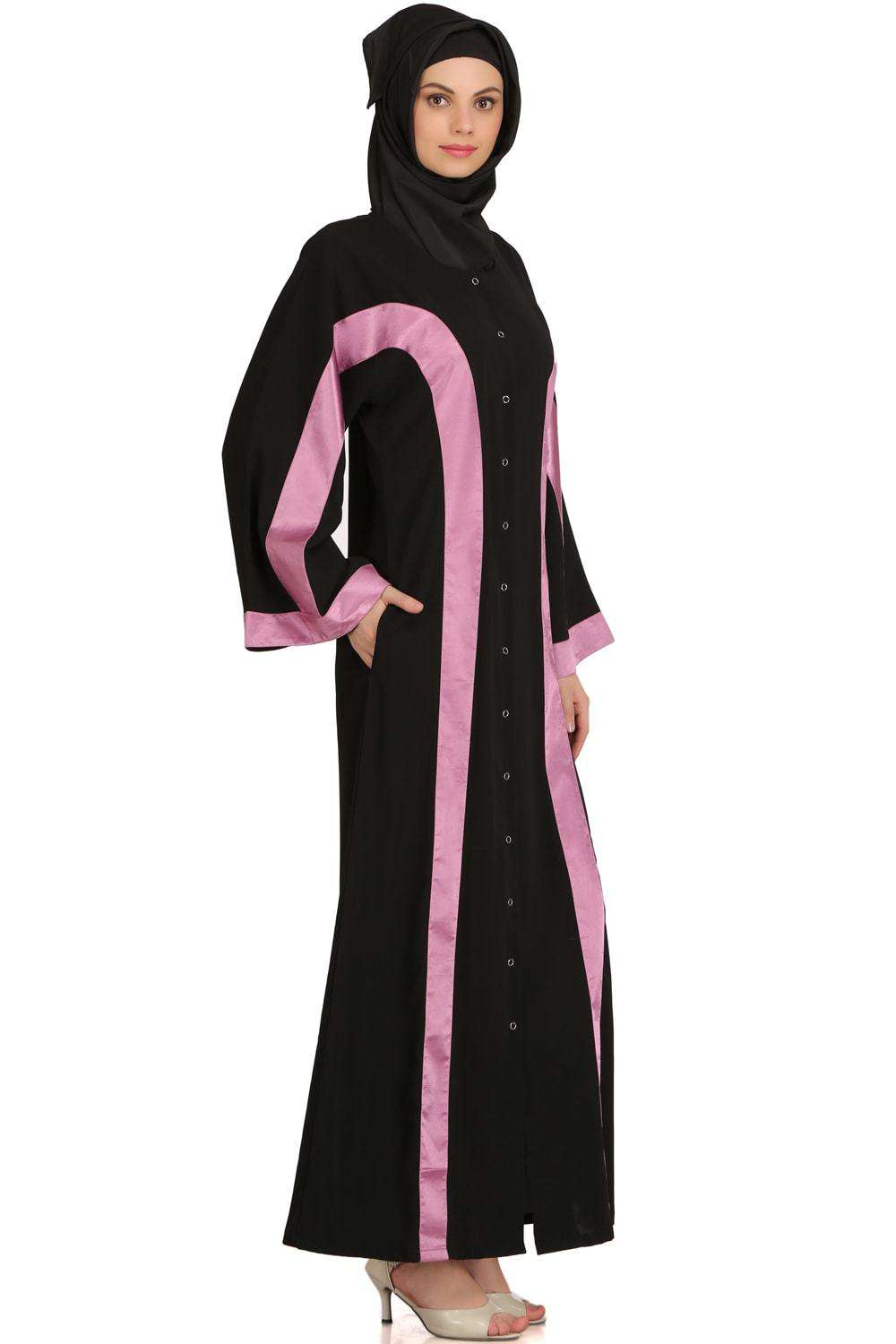 Lazim Black Nida Front Open Dubai Abaya Side