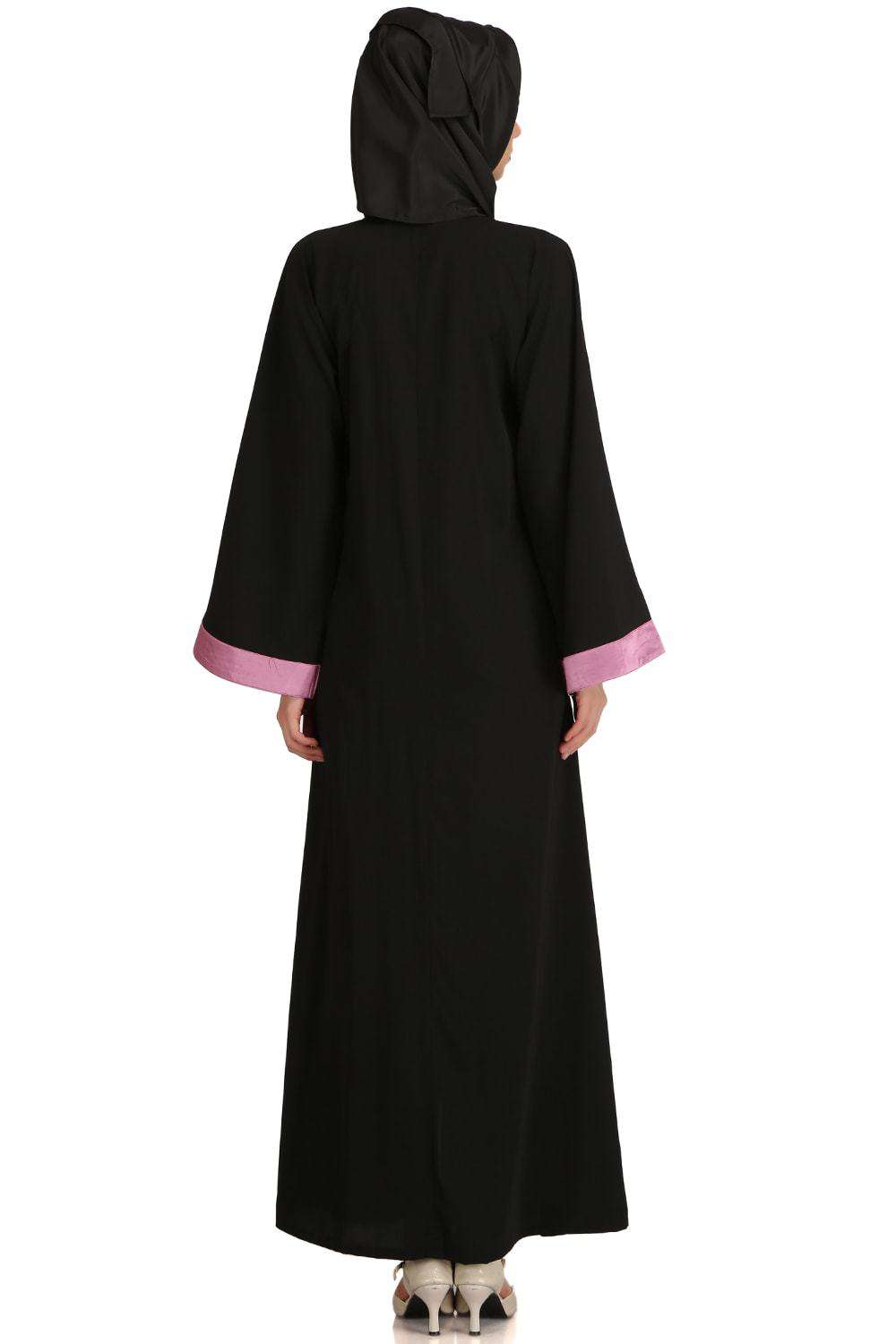 Lazim Black Nida Front Open Dubai Abaya Back