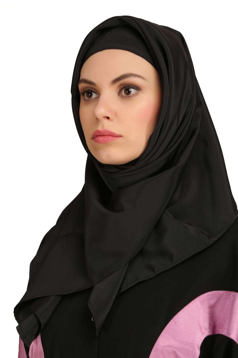 Lazim Black Nida Front Open Dubai Abaya Hijab