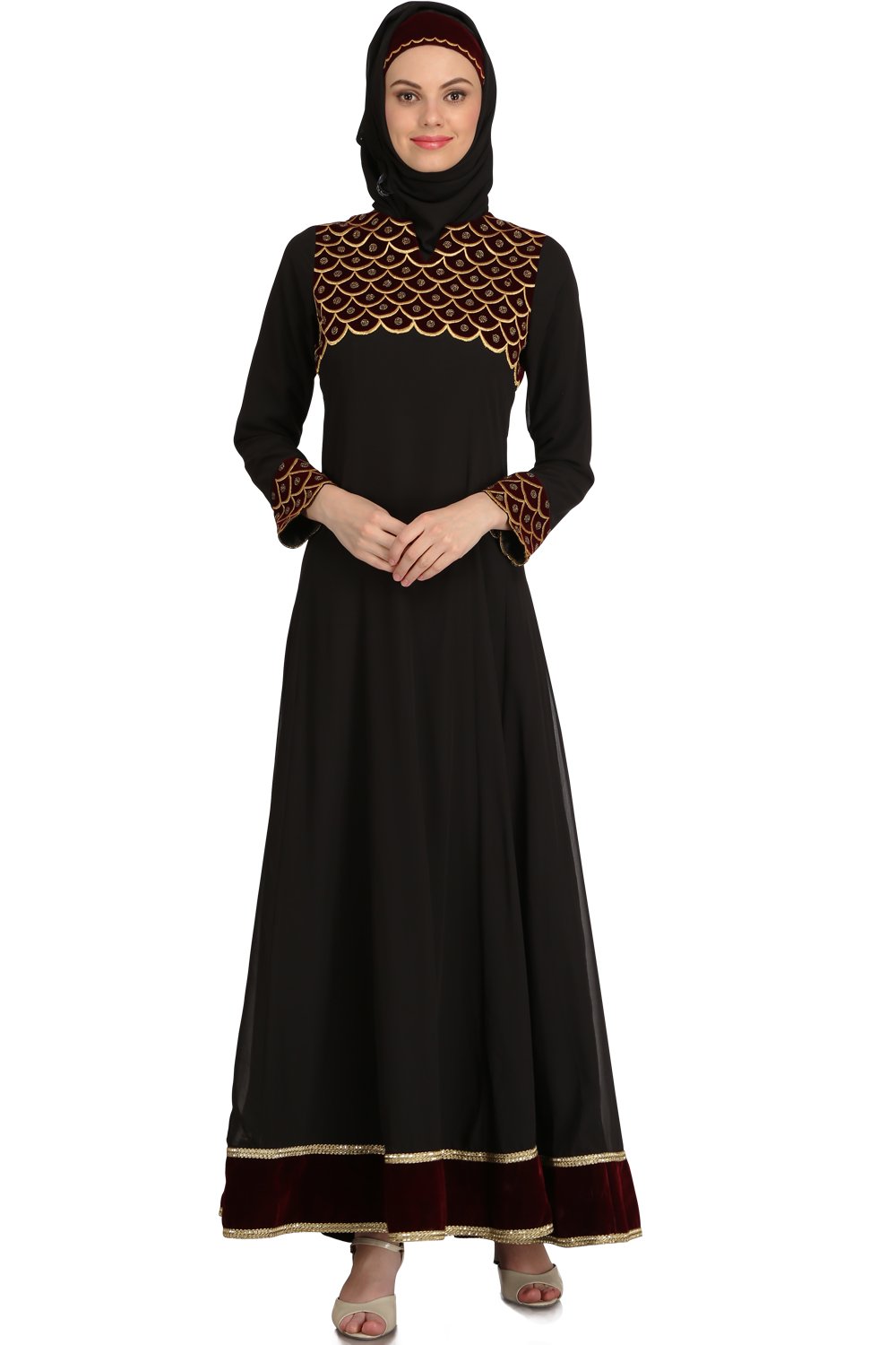 Aidah Black Georgette & Nida Eid Abaya Front